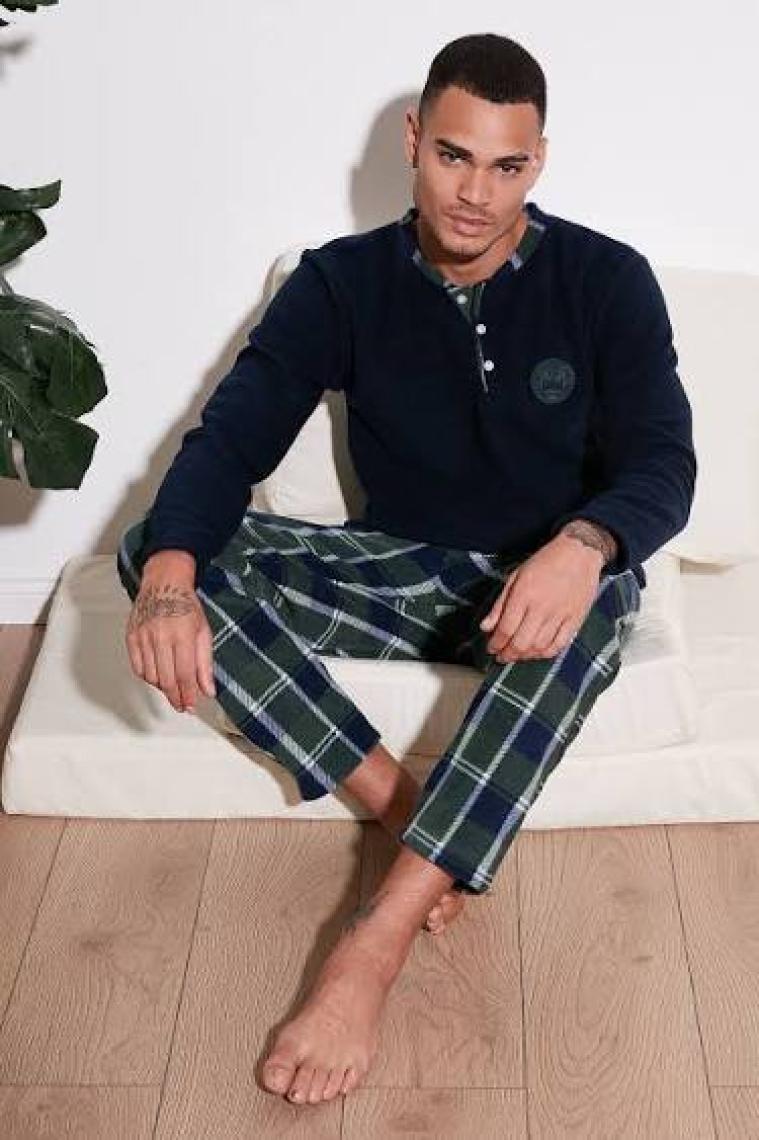 Buratti Ekose Regular Fit Bisiklet Yaka Kışlık Polar Pijama Takımı Erkek Pijama Takımı 609610013W4