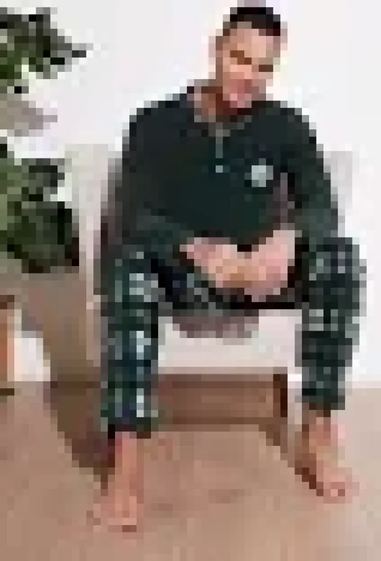 Buratti Ekoseli Regular Fit Düğmeli Bisiklet Yaka Kışlık Polar Pijama Takımı Erkek Pijama Takımı 60961002