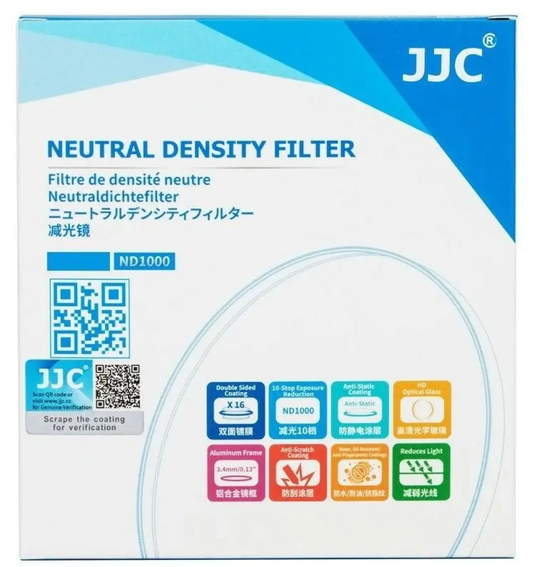 Jjc 82MM ND1000 Neutral Density Filtre (10 Stop)