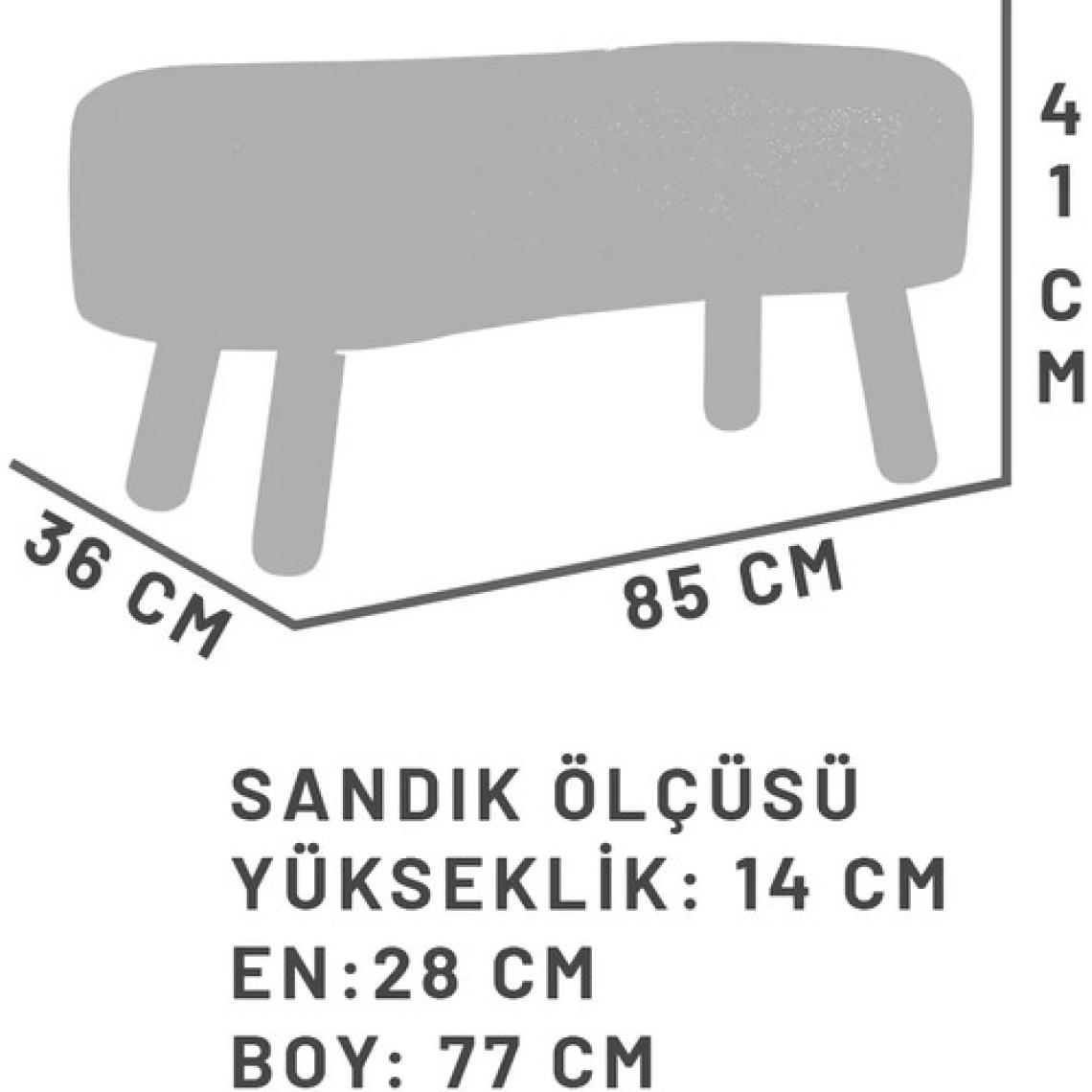 Zem Scala Sandıklı Bohem Ahşap Ayaklı Puf/Bench, Kırık Beyaz