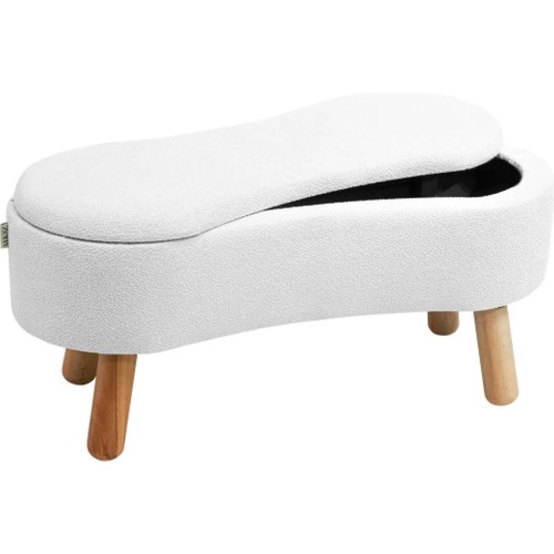 Zem Scala Sandıklı Bohem Ahşap Ayaklı Puf/Bench, Kırık Beyaz