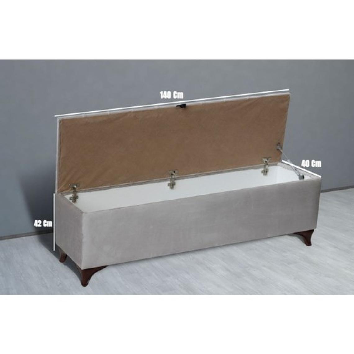 Gazzini Furniture Vetra Chester Model Krem Sandıklı Puf - Kapitoneli Model 140cm Sandıklı Bench