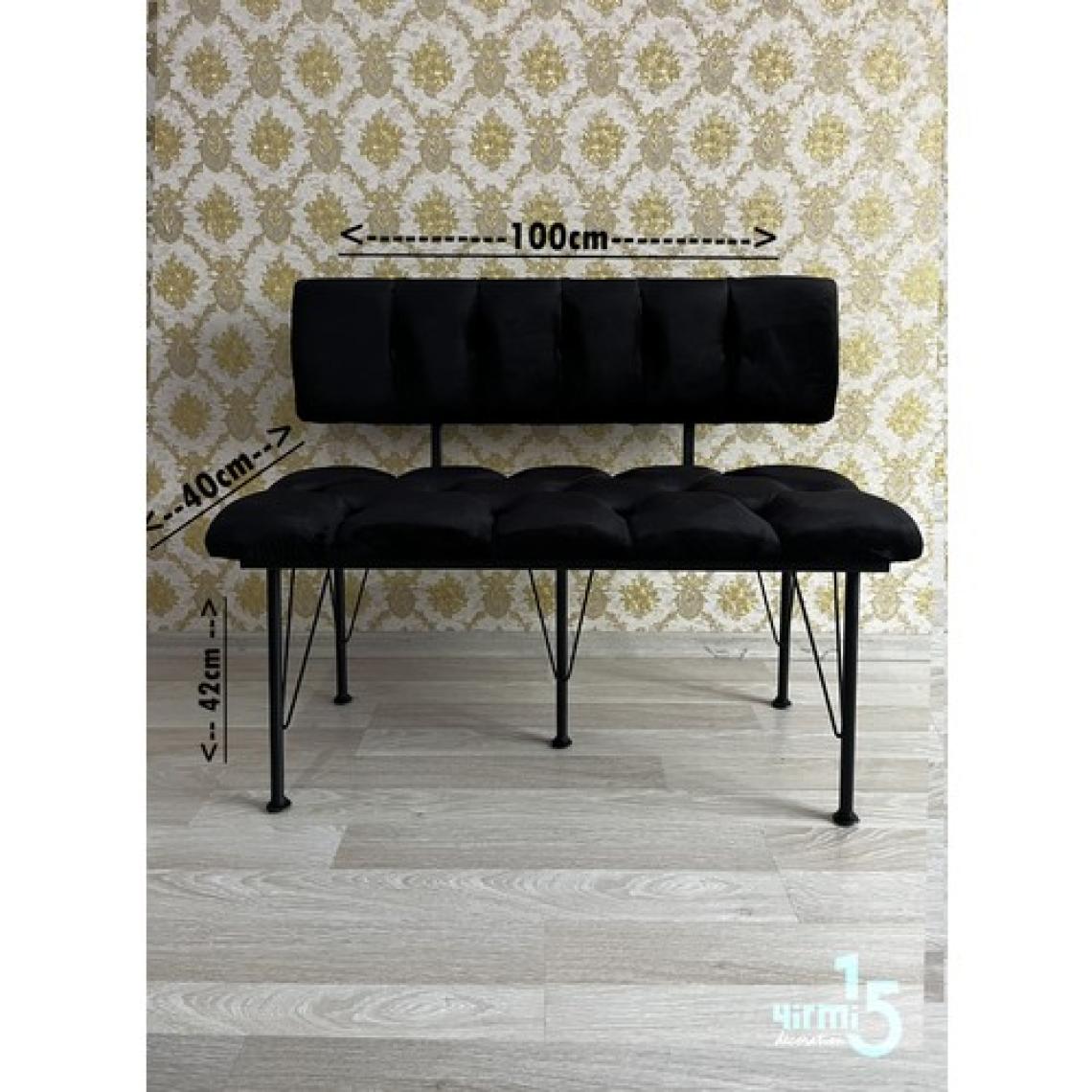 YIRMI15 Sırtlı Bench Siyah Sırtlı Bench - Metal Ayaklı Sırtlı