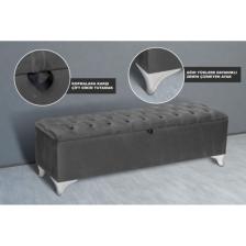Gazzini Furniture Vetra Chester Model Gri Sandıklı Puf - Kapitoneli Model 140cm Sandıklı Bench