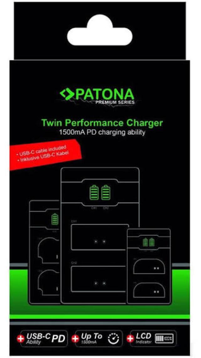 Patona Premium Twin Performance Pd Şarj Aleti PD20W Adaptör Ile Fuji NP-W126 Serisi Için