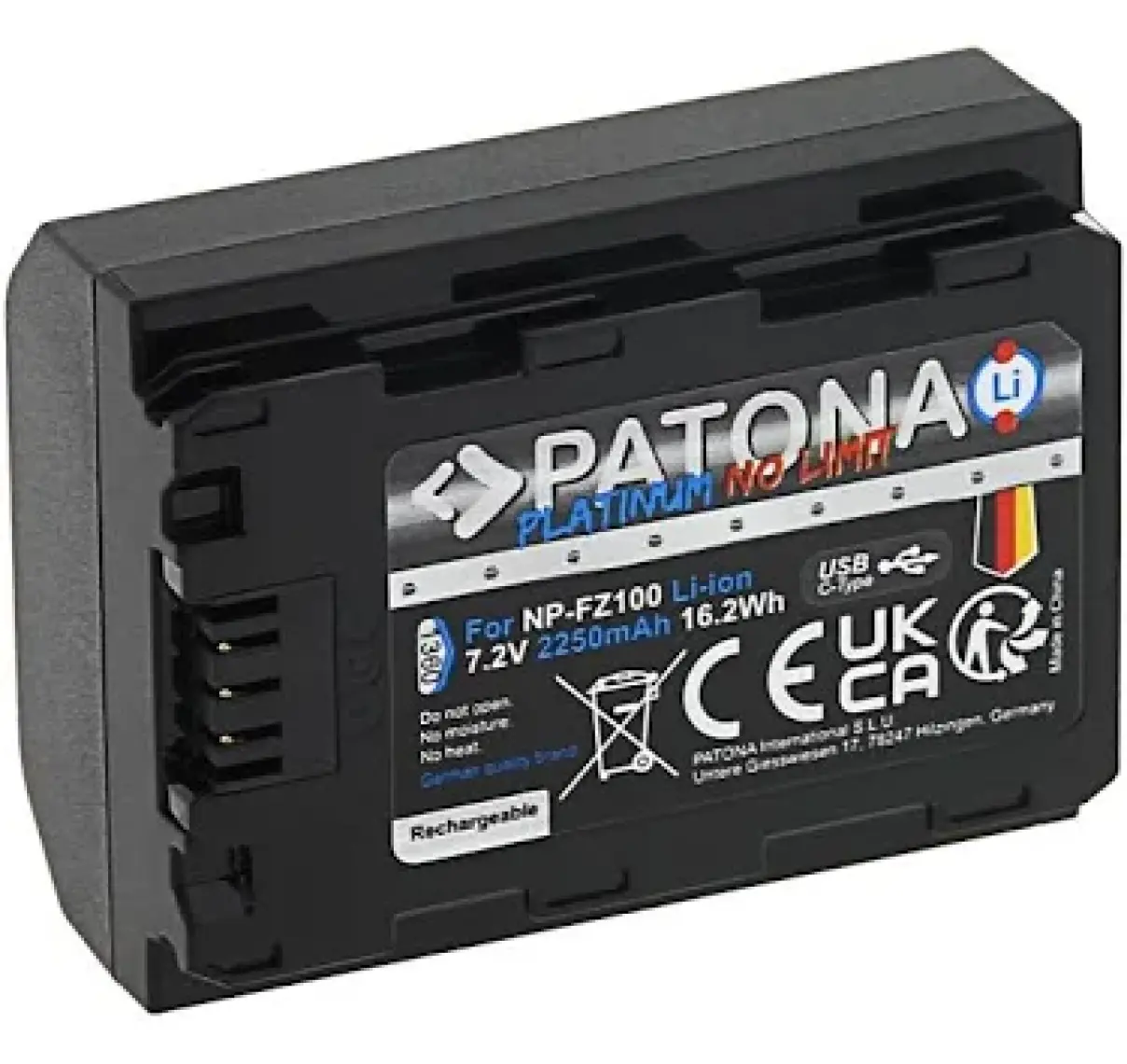 Patona Platinum 2250 Mah Usb-C Girişli Batarya Sony NP-FZ100 Için