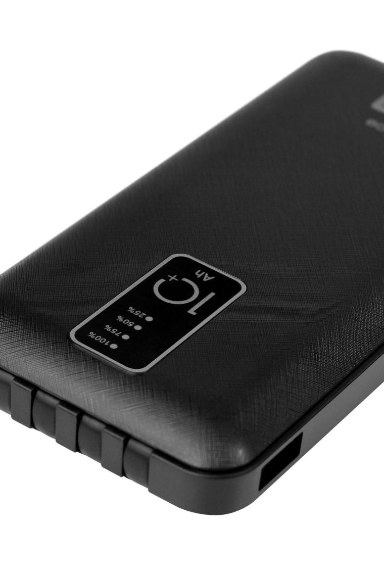 Powerway TX108 10000 mAh Type-C Micro USB Lightning Kablolu Dijital Göstergeli Powerbank Siyah