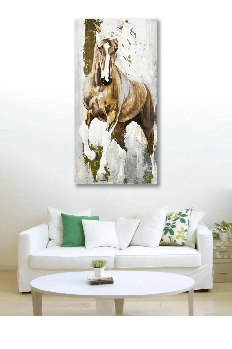 120 x 60 Dekoratif Asil At Duvar Kanvas Tablo