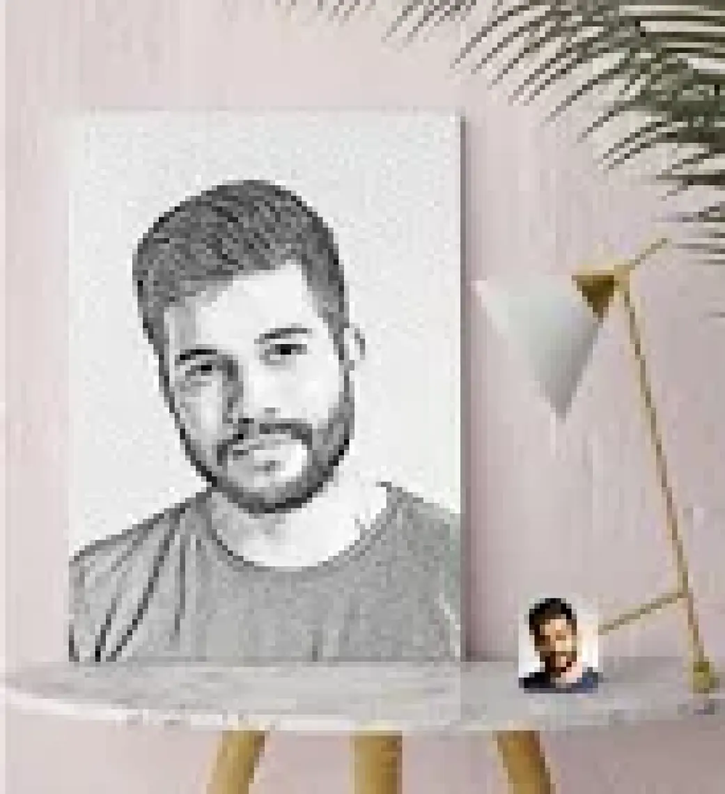 Bk Gift Kişiye Özel Karakalem Kanvas Tablo, Karakalem Tablo 30X50CM, Duvar Dekoru, Arkadaşa Hediye, Sevgiliye Hediye, Ev ve Ofis Hediyesi