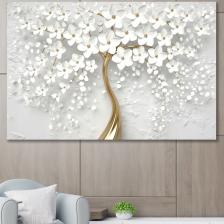 Hediyeler Kapında 50X70 Dekoratif Beyaz Gelincik Duvar Kanvas Tablo