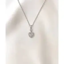 Evorya Kadın 316L Paslanmaz Çelik Gümüş Swarovski Taşlı Kalp Kolye