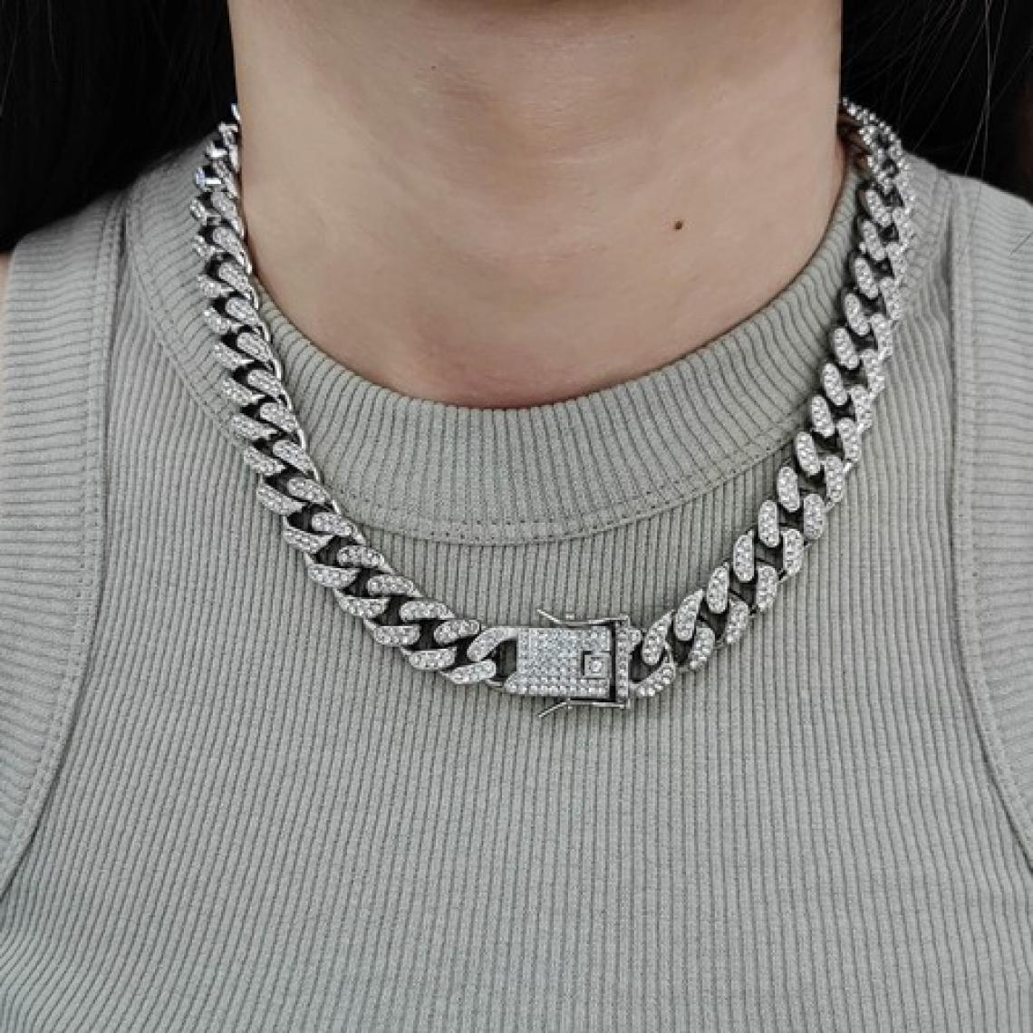 Chavin Taşlı Gri  Alloy Zincir 13 mm 45 cm