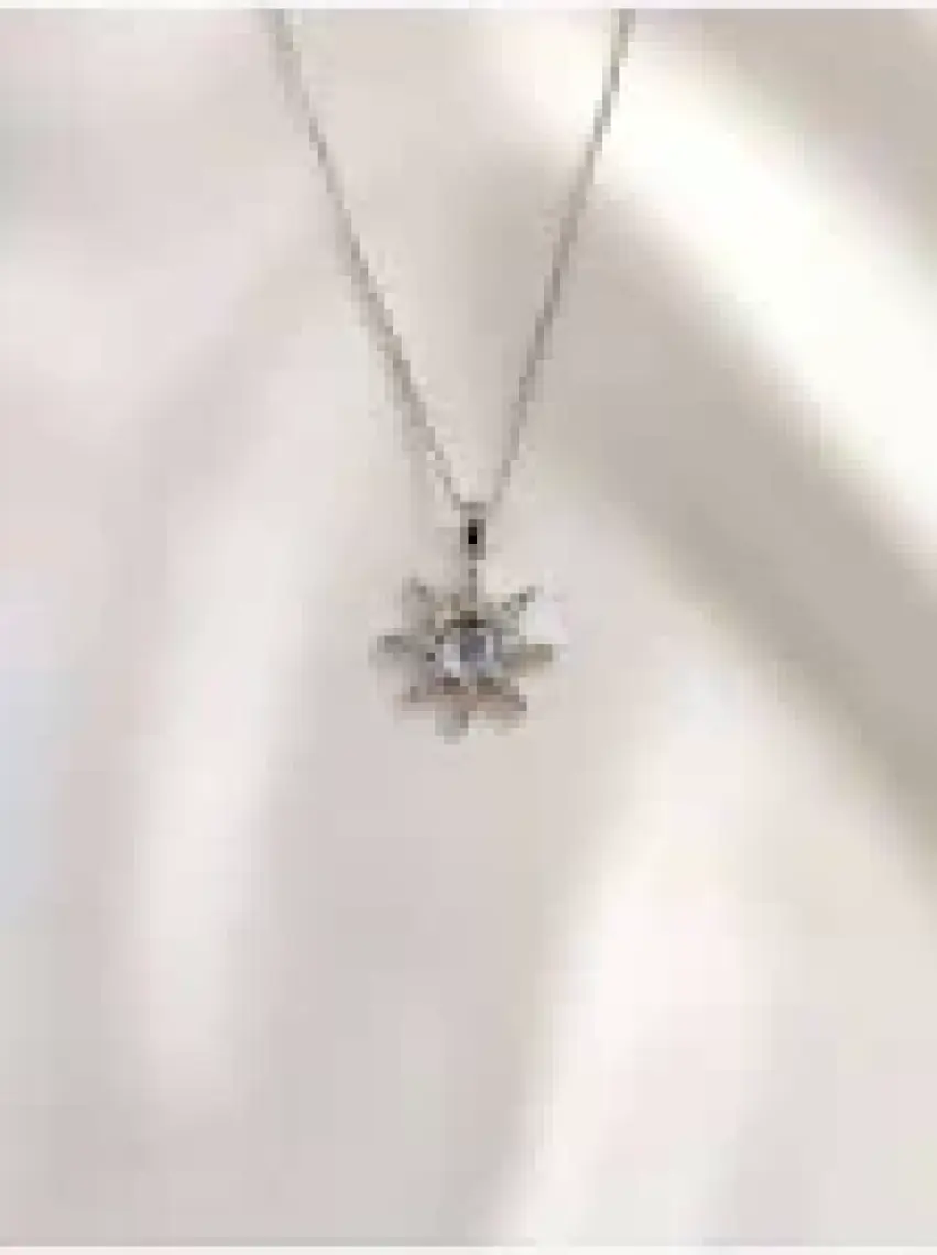 Evorya Kadın Paslanmaz Çelik Gümüş Renk Opal Taşlı Kutup Yıldızı Kolye
