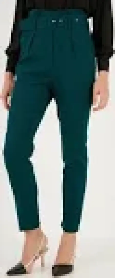 Lela Yüksek Bel Cepli Kemerli Regular Fit Kumaş Pantolon Bayan Pantolon 611PL04