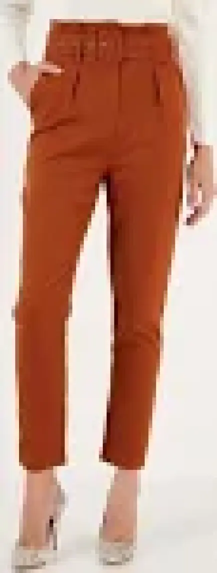 Lela Yüksek Bel Cepli Kemerli Regular Fit Kumaş Pantolon Bayan Pantolon 611PL04
