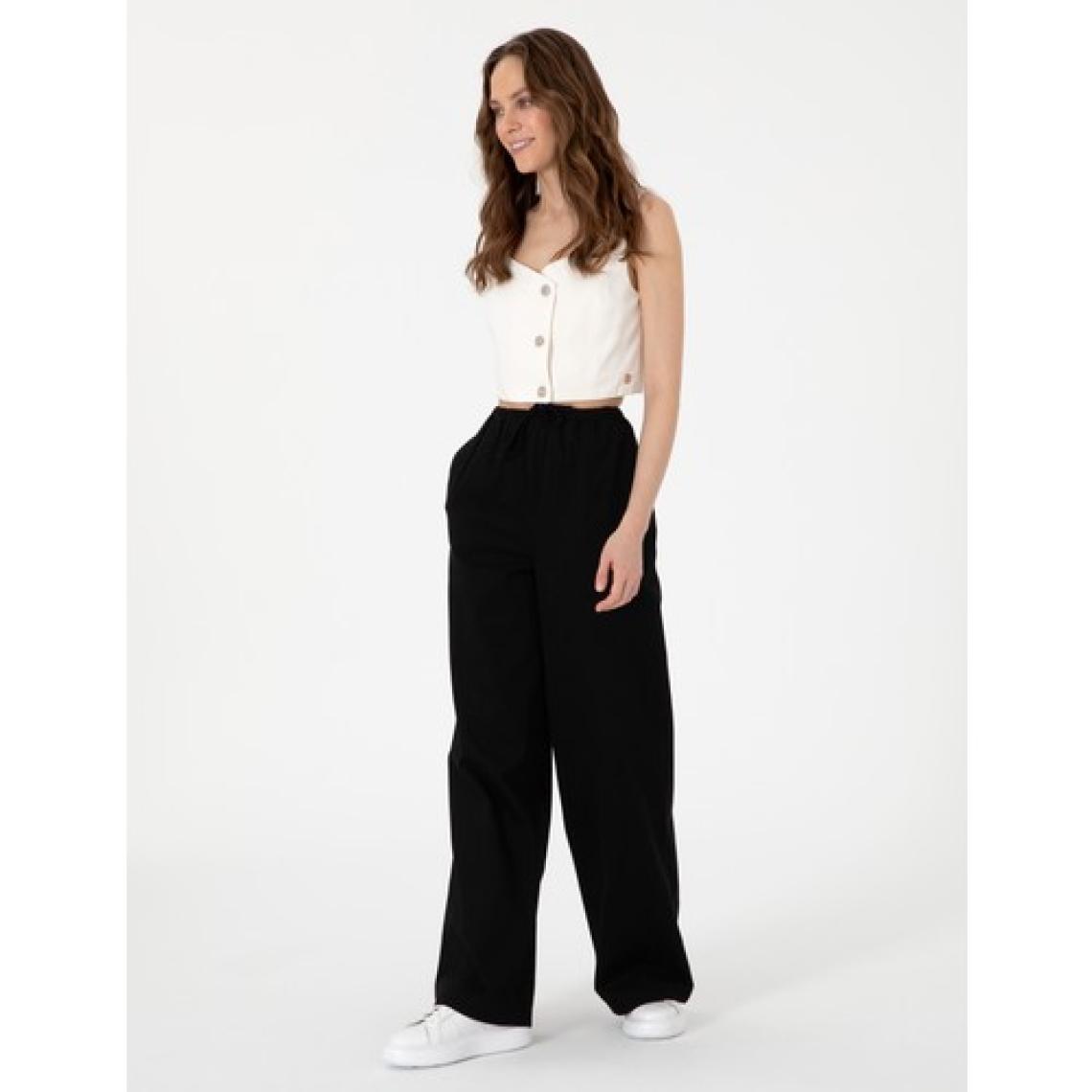 Pierre Cardin Kadın Siyah Yüksek Bel Loose Fit Pantolon 50313136-VR046