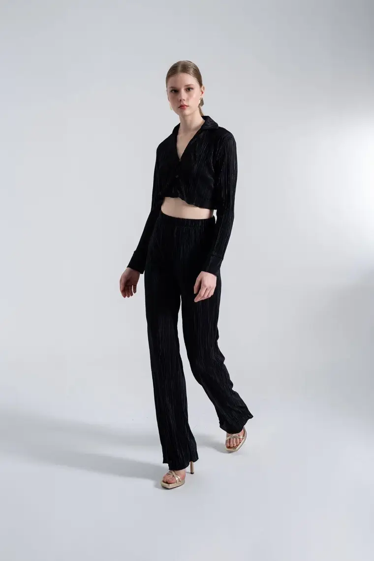 Holly Lolly Beli Lastikli Esnek Comfy Pantolon Siyah