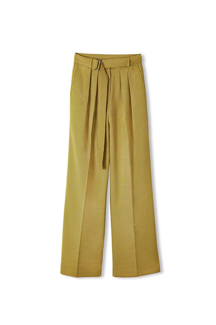 Twist Ekose Desen Kuşaklı Pantolon