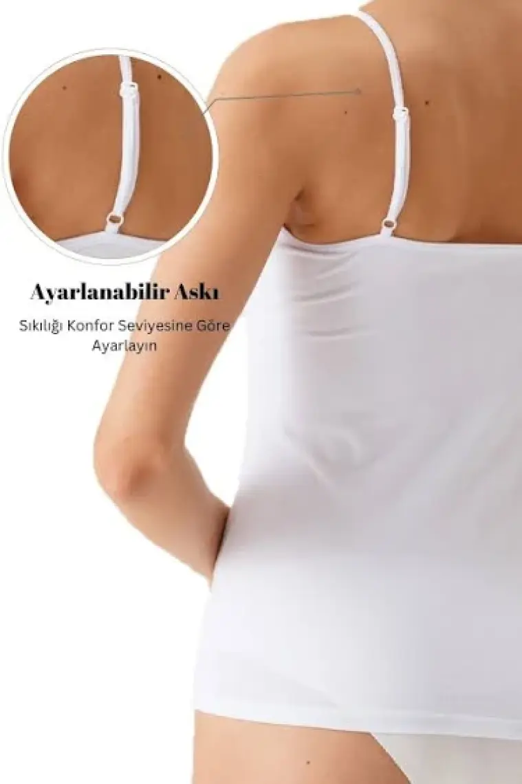 Pierre Cardin Beyaz 2'li  Ekonomik Paket 1024 İnce Askılı Dantelli Basic Pamuklu Atlet