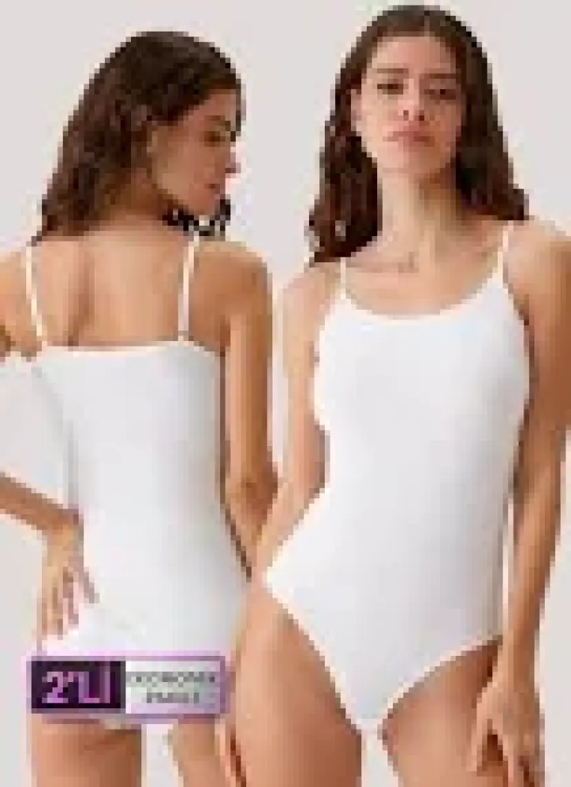 2'li Ekonomik Paket Beyaz 3004 Ince Askılı Basic Pamuklu Çıtçıtlı Body / Atlet Set