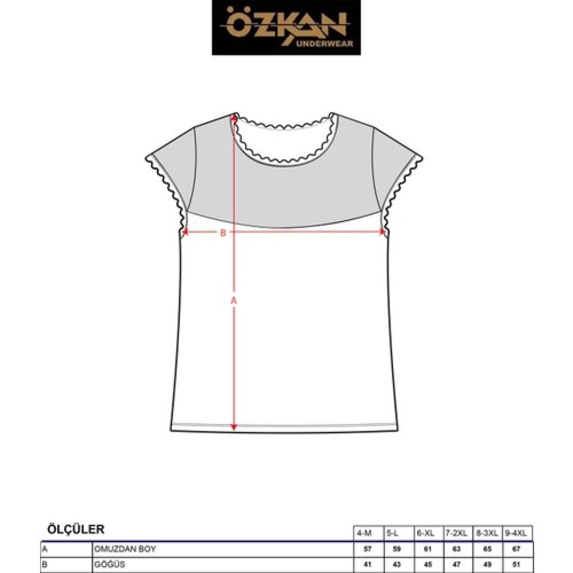 Özkan Underwear 7371 Kadın Viskon Dantelli Kısa Kollu Fanila Tişört Bluz