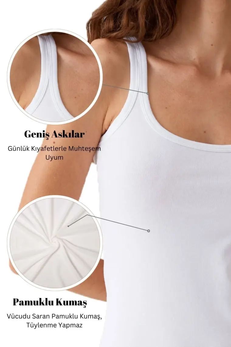 Pierre Cardin 2'li Ekonomik Paket Siyah 1025 Kare Yaka Kalın Askılı Basic Pamuklu Atlet Set