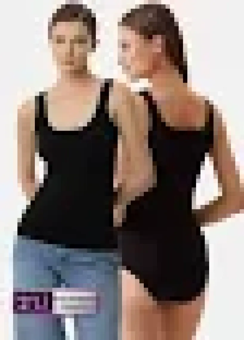 Pierre Cardin 2'li Ekonomik Paket Siyah 1025 Kare Yaka Kalın Askılı Basic Pamuklu Atlet Set
