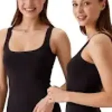 Pierre Cardin 2'li Ekonomik Paket Siyah 1025 Kare Yaka Kalın Askılı Basic Pamuklu Atlet Set