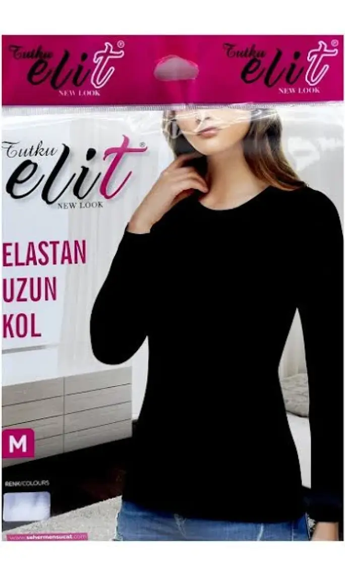 Tutku Elit  Kadın Elastan Likralı Pamuklu Uzun Kol Badi Body 1'li Paket