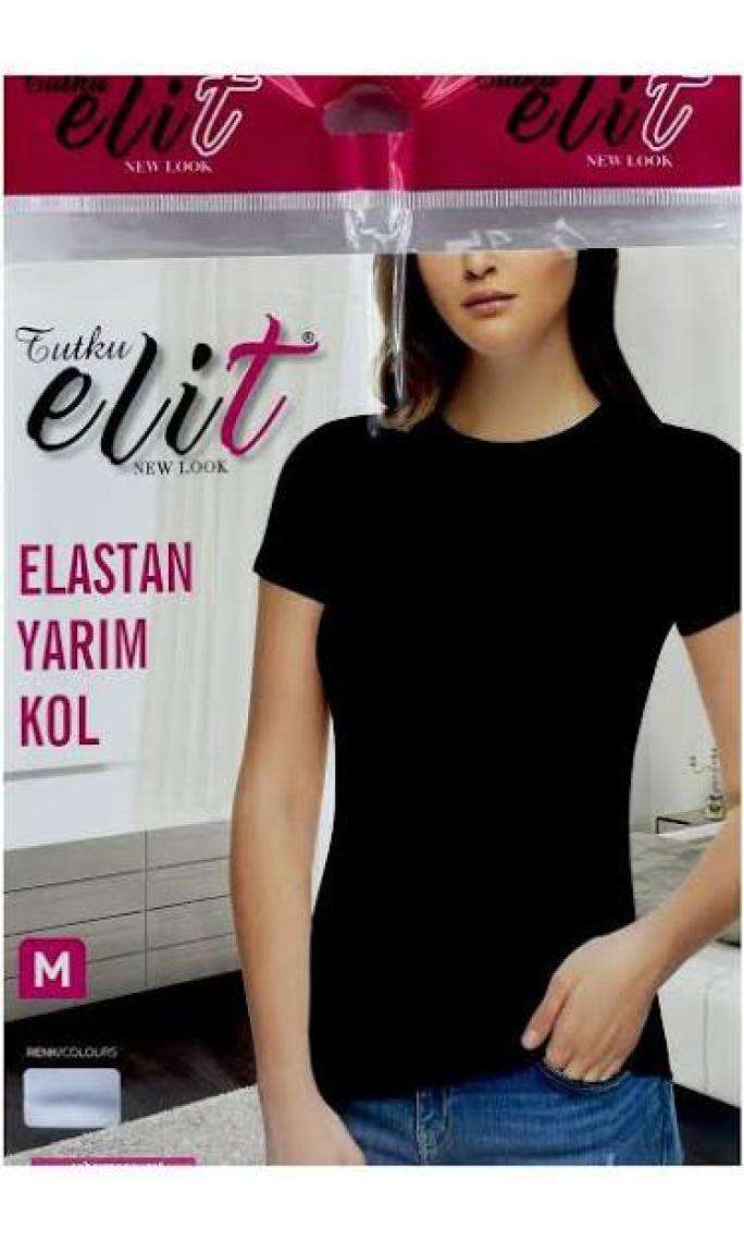 Tutku Elit Kadın Elastan Yarım Kol T-Shirt
