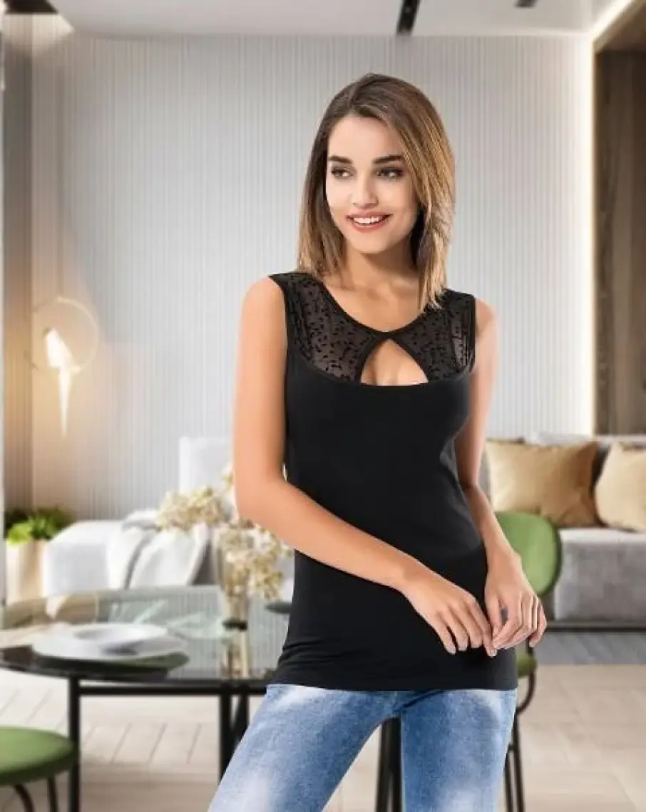 Şahinler Şahinler Likralı Kolsuz Balıkçı Yaka Atlet Bej MB1009