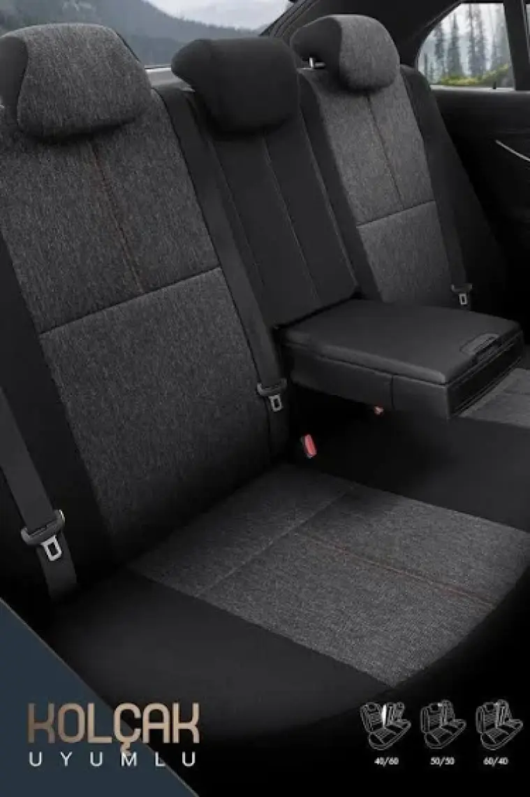 Otom Voyager Design Boyun ve Bel Destekli  Deri-Keten Ultra Konforlu Universal Oto Koltuk Kılıfı Tam Set
