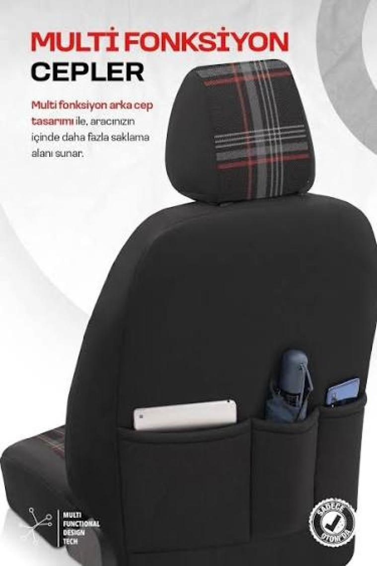 Otom Gti Sports Design Airbag Dikişli Ekstra Destekli Özel Jacquard Kumaş Oto Koltuk Kılıfı Yeşil-Siyah