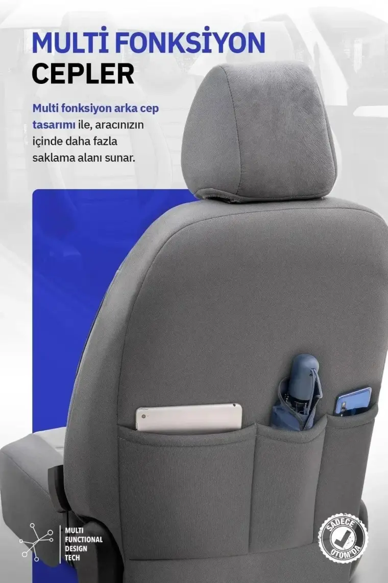 Otom Comfortline Design Airbag Dikişli Ekstra Destekli Gerçek Taytüyü Süet Premium Oto Koltuk Kılıfı Bej