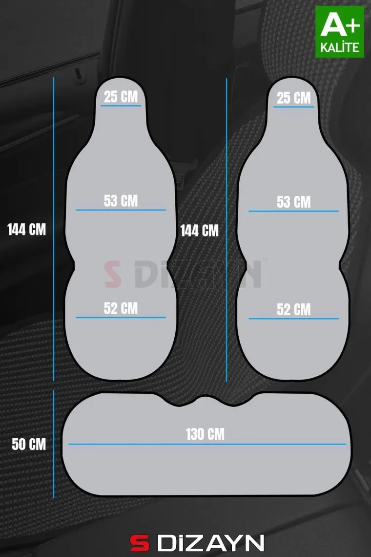 S-Dizayn Oto Koltuk Koruyucu Kılıf Siyah Universal 2+1 Parça Ön Arka A+ Kalite