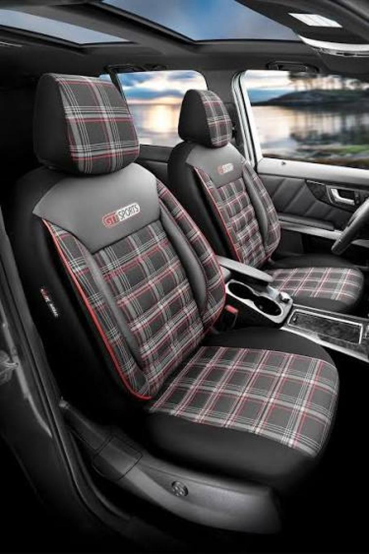 Otom Gti Sports Design Airbag Dikişli Ekstra Destekli Özel Jacquard Kumaş Oto Koltuk Kılıfı Mavi-Siyah