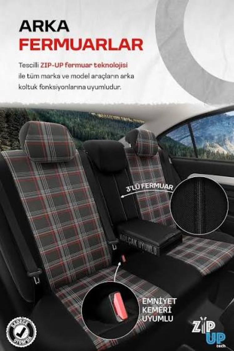 Otom Gti Sports Design Airbag Dikişli Ekstra Destekli Özel Jacquard Kumaş Oto Koltuk Kılıfı Mavi-Siyah