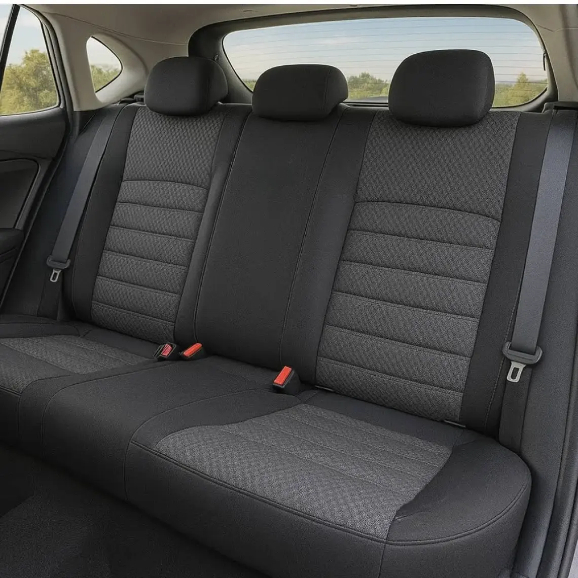 Otom Toro Design Airbag Dikişli Ekstra Destekli Özel Dokulu Oto Koltuk Kılıfı Tam Set Siyah-Gri