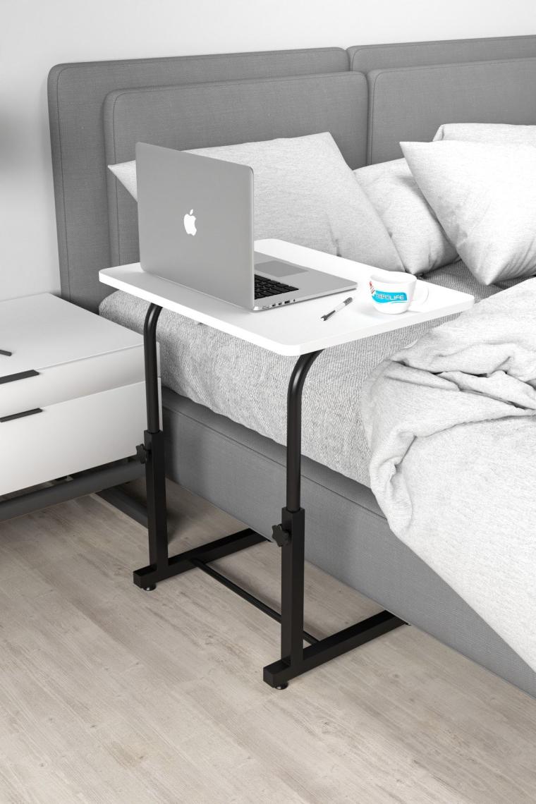 Depolife Eğim Yükseklik Ayarlı Laptop Sehpası Kahvaltı Ders Çalışma Bilgisayar Ofis Yemek Masası Metal Ayak