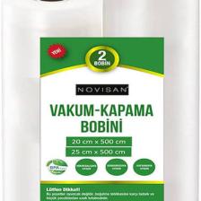 Novisan 1 Adet 20CMX500CM ve 1 Adet 25X500CM 2 Bobinli Karma Paket Vakum Kapama Bobini Gofrajlı Tırtıklı Ev Tipi Vakum Makinası Poşeti