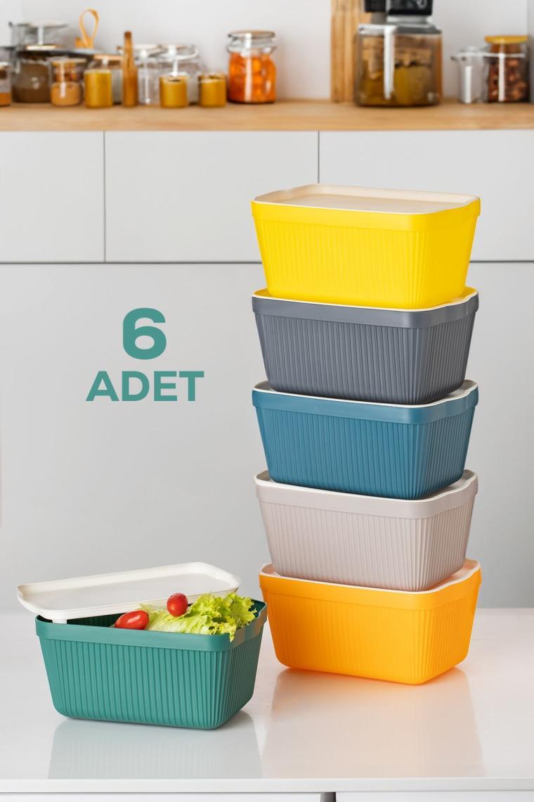 Store Çok Amaçlı Bakliyat Saklama Kabı Dolap İçi Organizer 6'lı 1,5 lt
