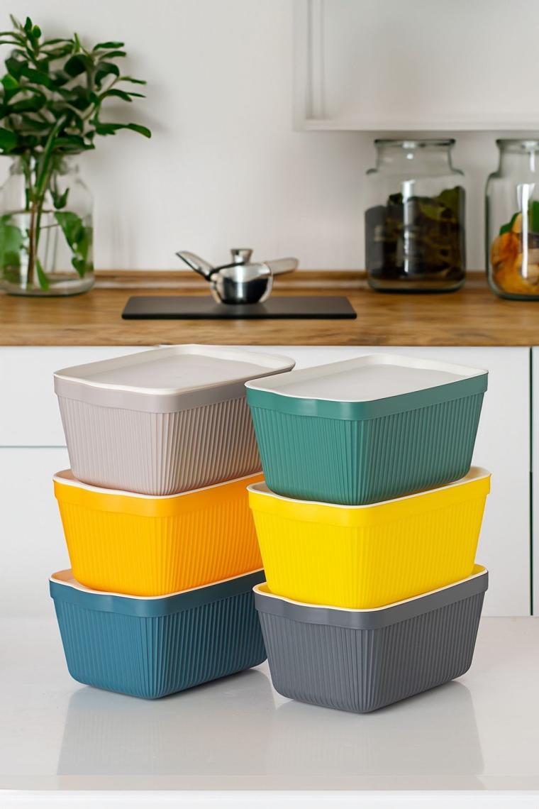 Store Çok Amaçlı Bakliyat Saklama Kabı Dolap İçi Organizer 6'lı 1,5 lt