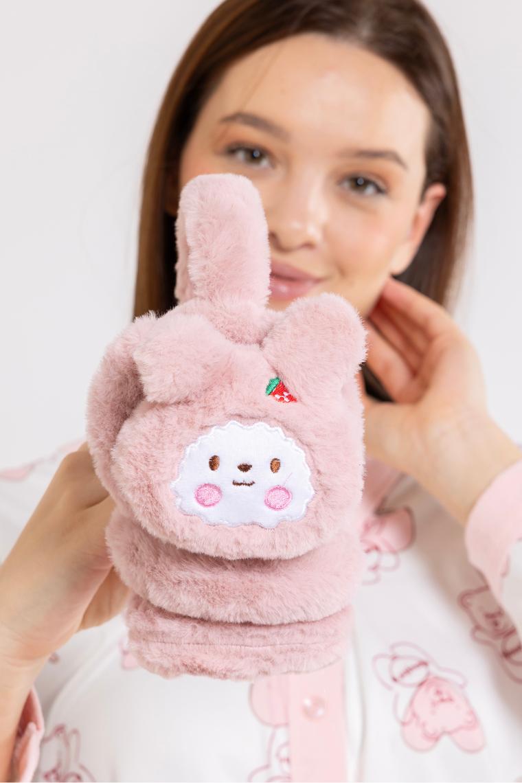 Ecrou Pembe Tavşan Figürlü Pelüş Kulaklık
