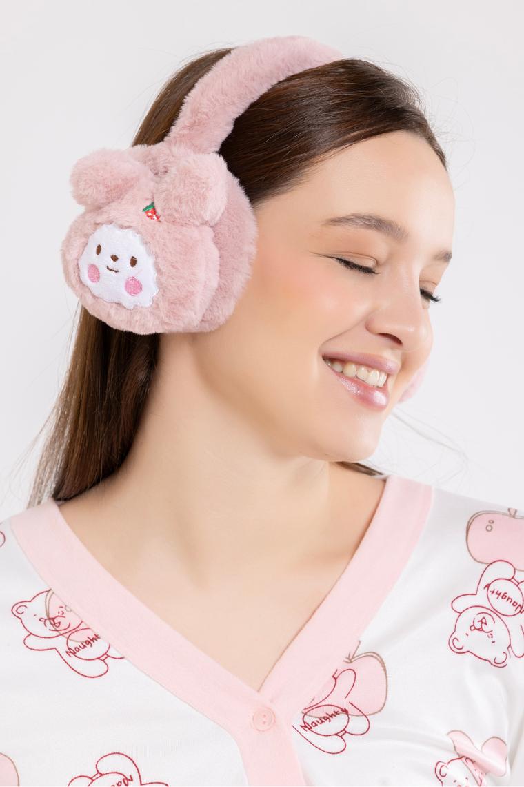 Ecrou Pembe Tavşan Figürlü Pelüş Kulaklık