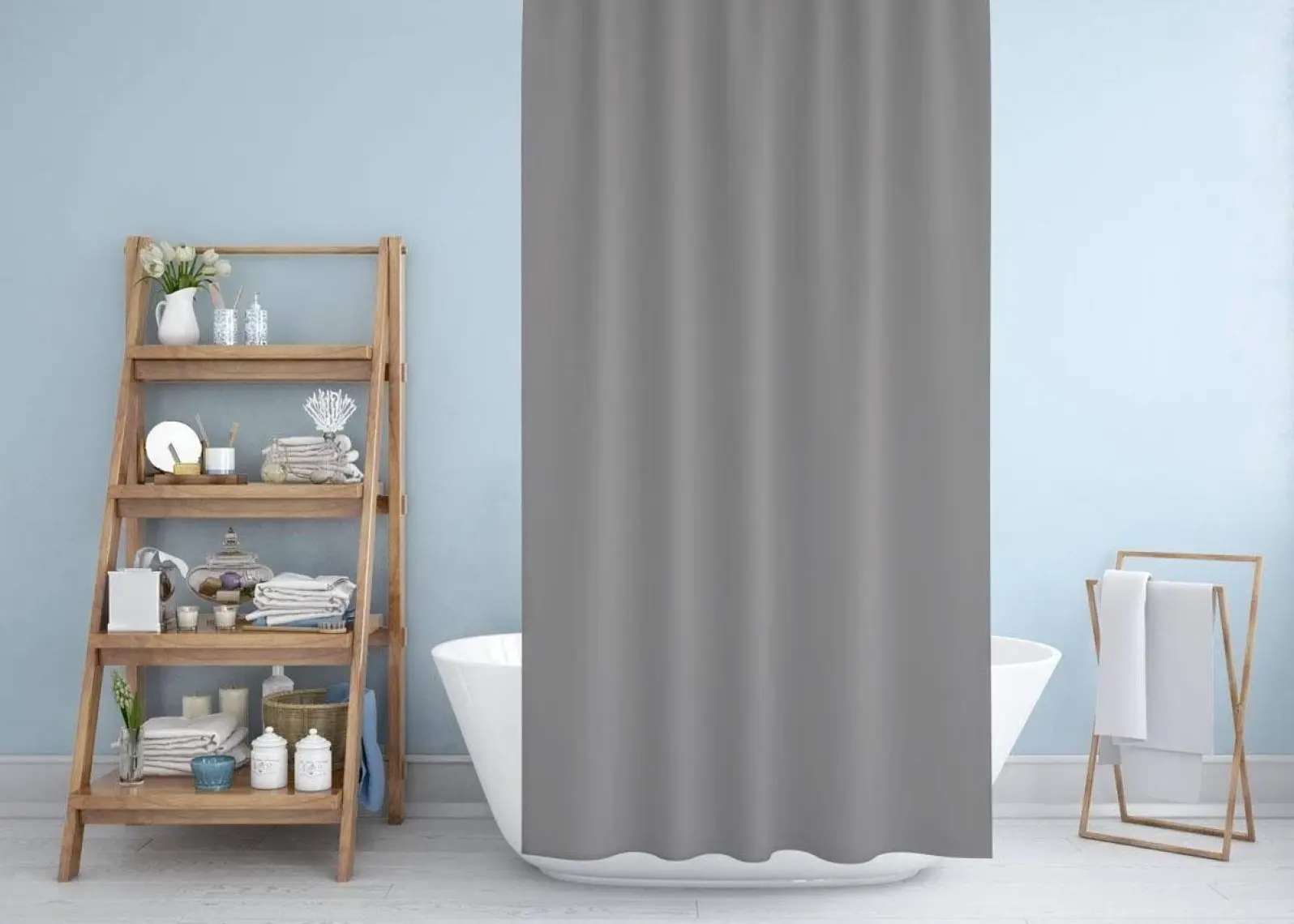 Zethome Jackline Banyo Duş Perdesi 0010 Gri Tek Kanat 180 x 200 cm
