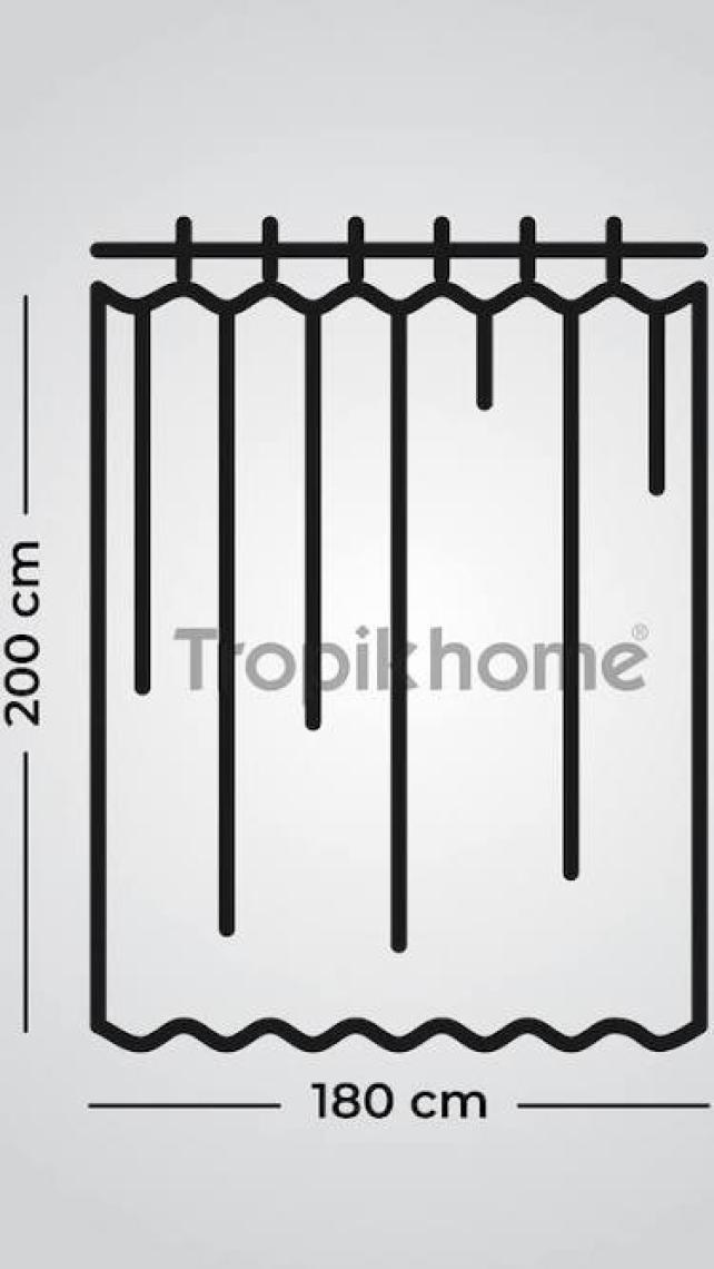 Tropik Home Sarı Banyo Perdesi Askı Hediyeli 180X200CM Tek Kanat Duş Perdesi, Renkli Banyo Duş Perdesi