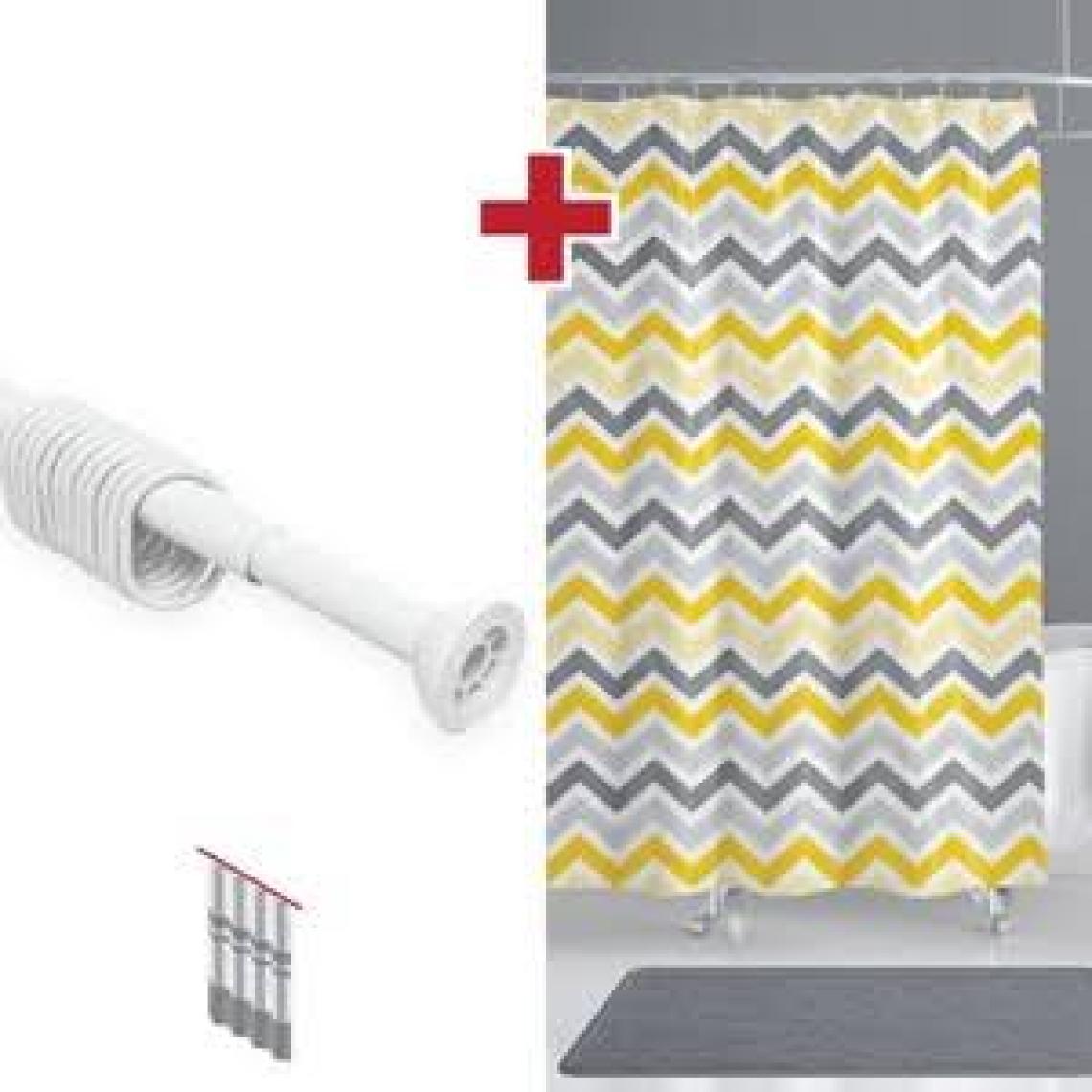 Tropik Home Sarı Banyo Perdesi Askı Hediyeli 180X200CM Tek Kanat Duş Perdesi, Renkli Banyo Duş Perdesi