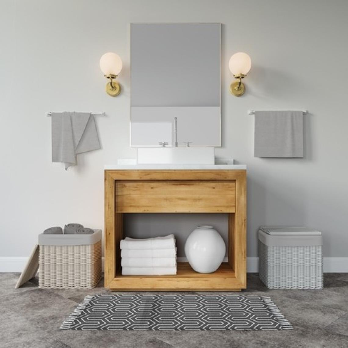 Tropikhome   Banyo Paspası Siyah Beyaz Baskılı 50X80 Püsküllü Polyester Kaymaz Tabanlı Duş Paspası