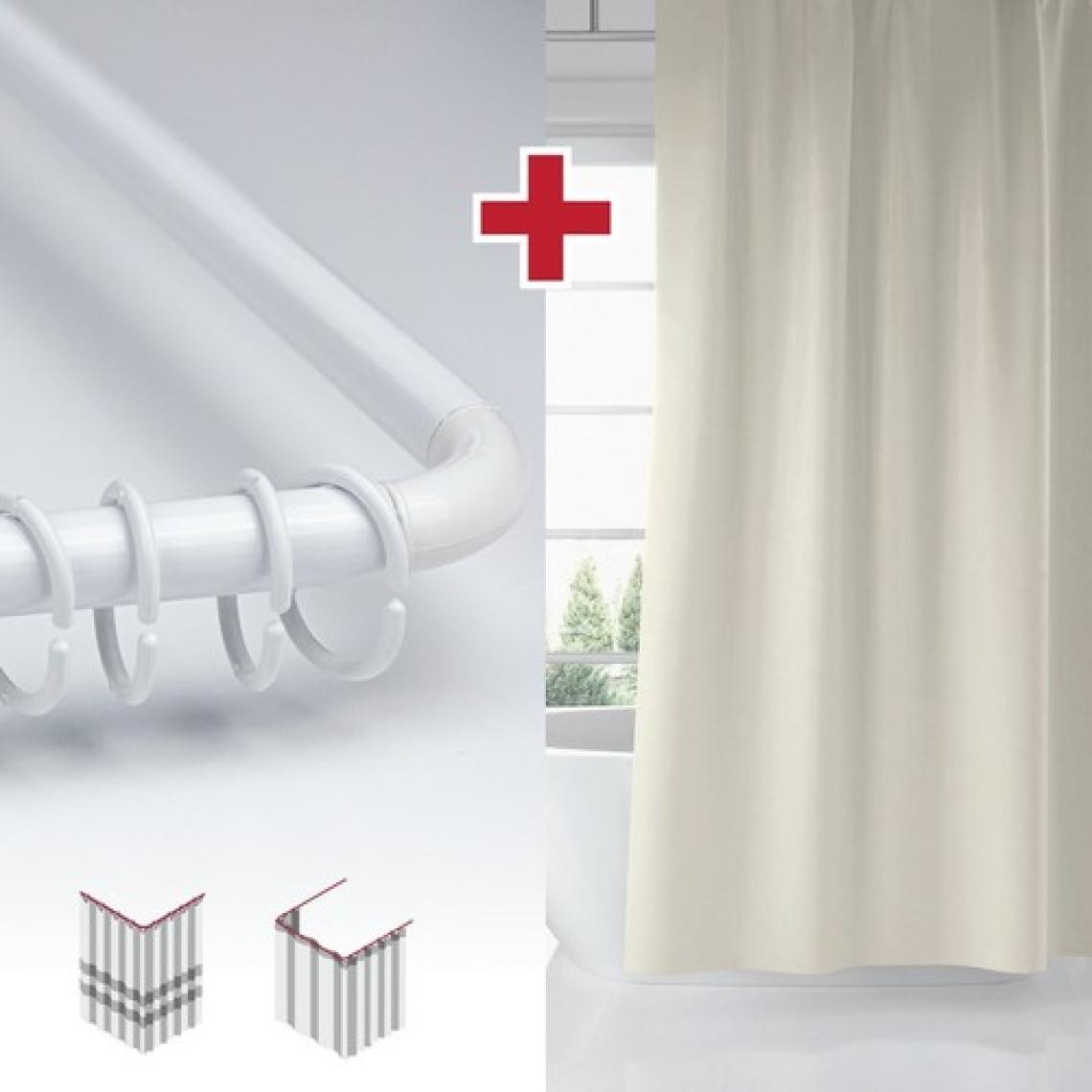 Tropik Home Krem Renk Banyo Perdesi Askı Hediyeli 180X200CM Tek Kanat Duş Perdesi, L Boru Hediyeli