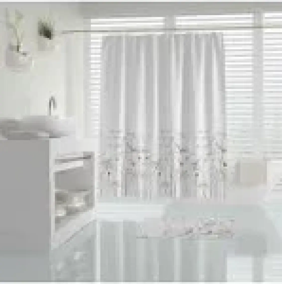 Tropik Home Papatya Desenli Duş Perdesi, Çiçekli Banyo Perdesi 12 Adet C Halka Hediyeli Küvet Perdesi 180x200cm